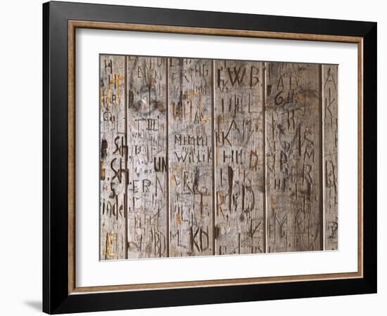 Wooden Wall, Names, Initials, Incised-Thonig-Framed Photographic Print