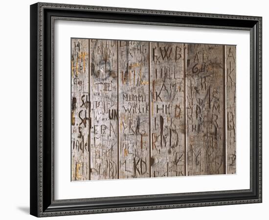 Wooden Wall, Names, Initials, Incised-Thonig-Framed Photographic Print