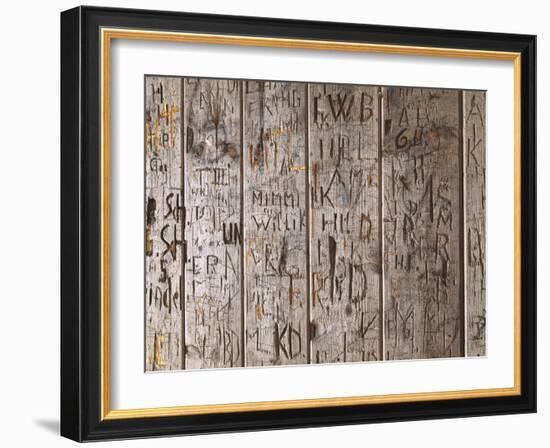 Wooden Wall, Names, Initials, Incised-Thonig-Framed Photographic Print