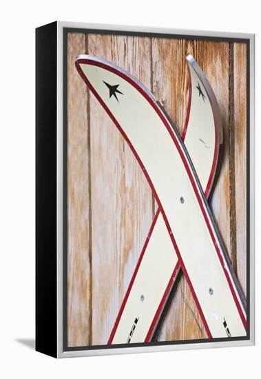 Wooden Wall, Skis-Rainer Mirau-Framed Premier Image Canvas