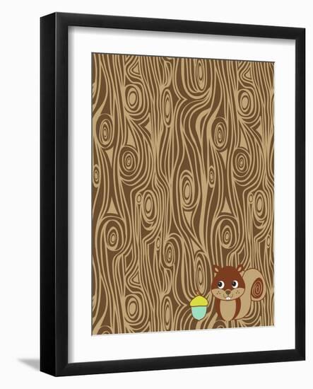Woodgrain Squirrel-Joanne Paynter Design-Framed Giclee Print