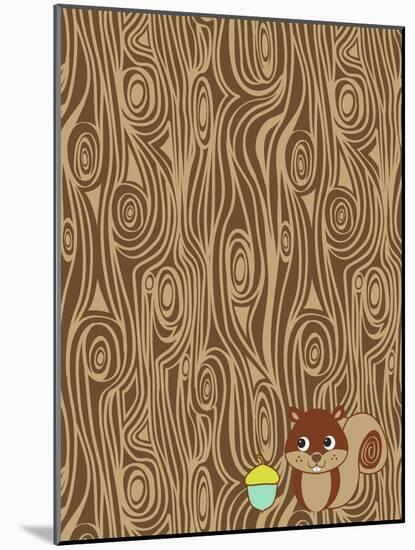 Woodgrain Squirrel-Joanne Paynter Design-Mounted Giclee Print