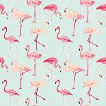 Flamingo Bird Background - Retro Seamless Pattern in Vector-woodhouse-Art Print
