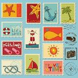 Sea Elements Stamp Collection-woodhouse-Art Print