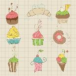 Set Of Cute Cupcakes And Desserts - For Design, Scrapbook, Invitation-woodhouse-Art Print
