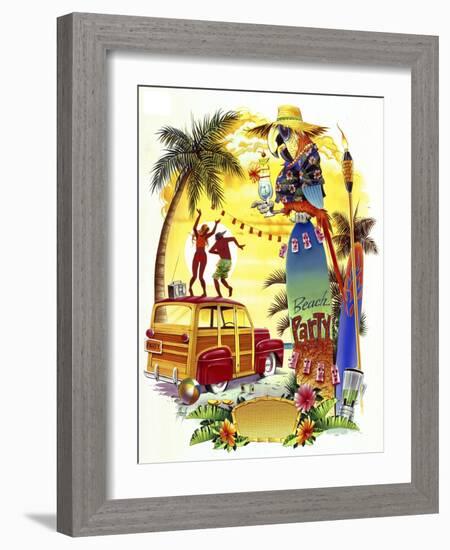 Woodie Beach Party-James Mazzotta-Framed Giclee Print