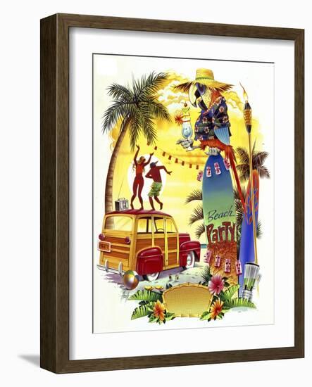 Woodie Beach Party-James Mazzotta-Framed Giclee Print