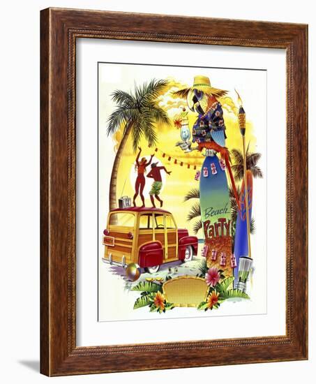 Woodie Beach Party-James Mazzotta-Framed Giclee Print