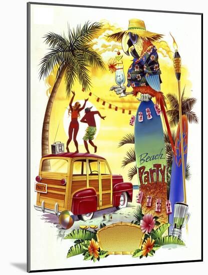 Woodie Beach Party-James Mazzotta-Mounted Giclee Print