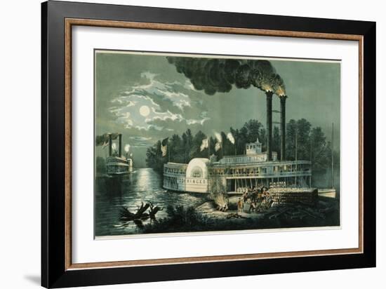 Wooding-up on the Mississippi-Currier & Ives-Framed Giclee Print