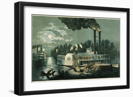 Wooding-up on the Mississippi-Currier & Ives-Framed Giclee Print