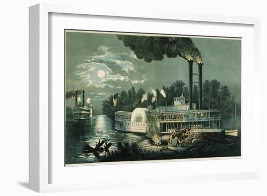 Wooding-up on the Mississippi-Currier & Ives-Framed Giclee Print