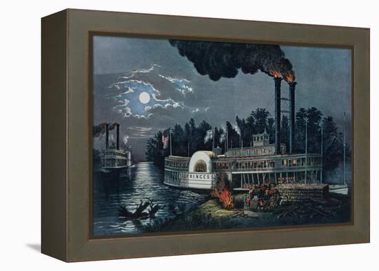 Wooding Up' on the Mississippi-Currier & Ives-Framed Premier Image Canvas