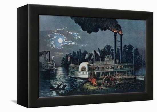 Wooding Up' on the Mississippi-Currier & Ives-Framed Premier Image Canvas