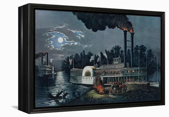 Wooding Up' on the Mississippi-Currier & Ives-Framed Premier Image Canvas