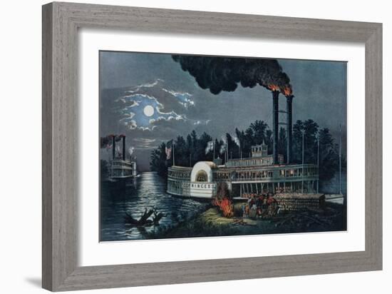 Wooding Up' on the Mississippi-Currier & Ives-Framed Giclee Print