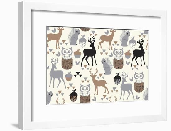 Woodland Birch Deer-Joanne Paynter Design-Framed Giclee Print