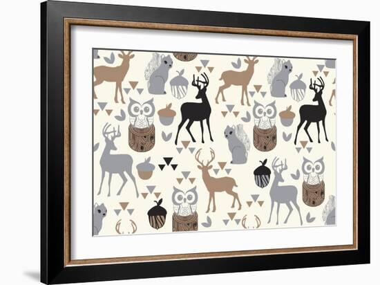 Woodland Birch Deer-Joanne Paynter Design-Framed Giclee Print