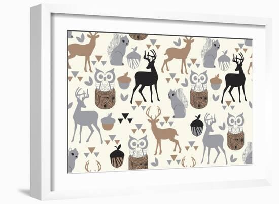 Woodland Birch Deer-Joanne Paynter Design-Framed Giclee Print