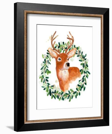 Woodland Holiday Deer-June Vess-Framed Art Print