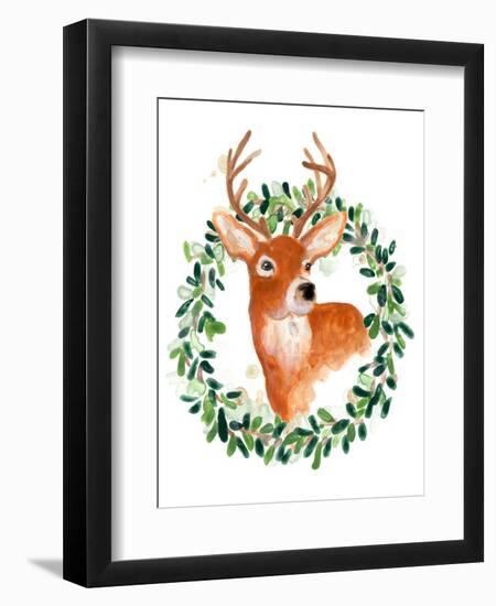 Woodland Holiday Deer-June Vess-Framed Art Print