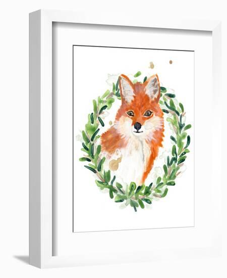 Woodland Holiday Fox-June Vess-Framed Art Print