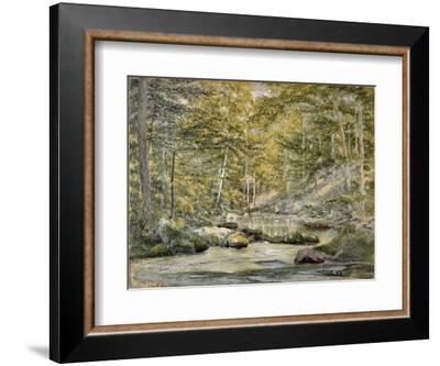 Woodland Pool with Men Fishing, 1870 (W/C on Paper)' Giclee Print - John  William Hill