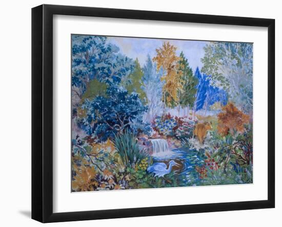 Woodland Scene with Cow and Heron, C.1930-Louis Wain-Framed Giclee Print