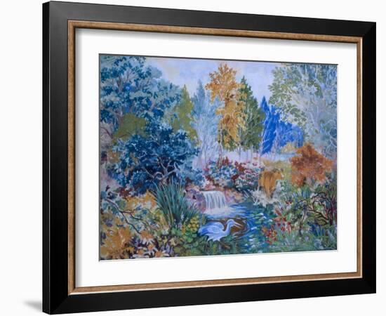 Woodland Scene with Cow and Heron, C.1930-Louis Wain-Framed Giclee Print