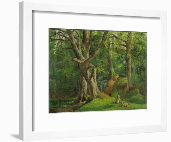 Woodland Scene with Rabbits, 1862-Hubert von Herkomer-Framed Giclee Print