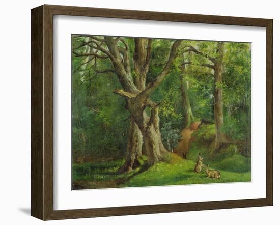 Woodland Scene with Rabbits, 1862-Hubert von Herkomer-Framed Giclee Print