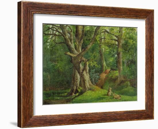 Woodland Scene with Rabbits, 1862-Hubert von Herkomer-Framed Giclee Print