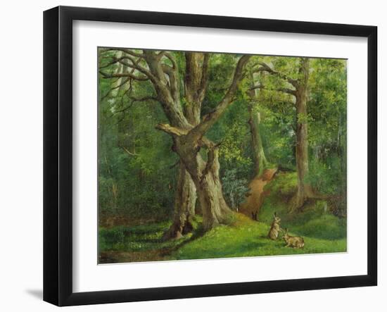 Woodland Scene with Rabbits, 1862-Hubert von Herkomer-Framed Giclee Print