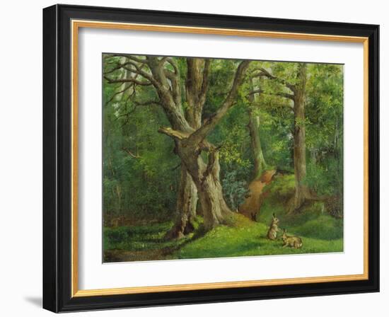 Woodland Scene with Rabbits, 1862-Hubert von Herkomer-Framed Giclee Print