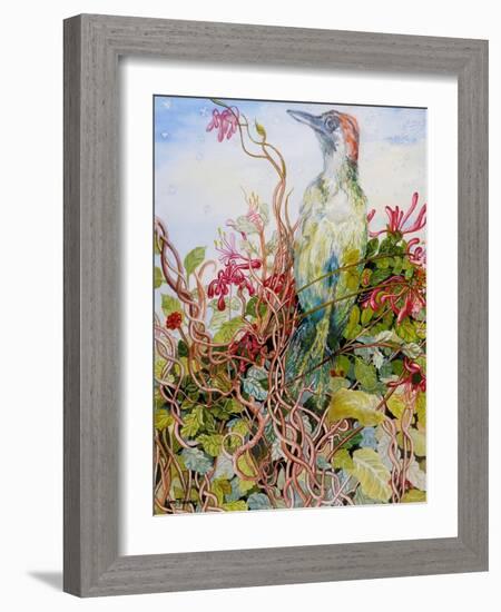 Woodpecker in the Honeysuckle, 2010-Joan Thewsey-Framed Giclee Print