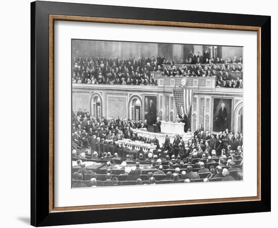 Woodrow Wilson Addressing Congress-null-Framed Giclee Print