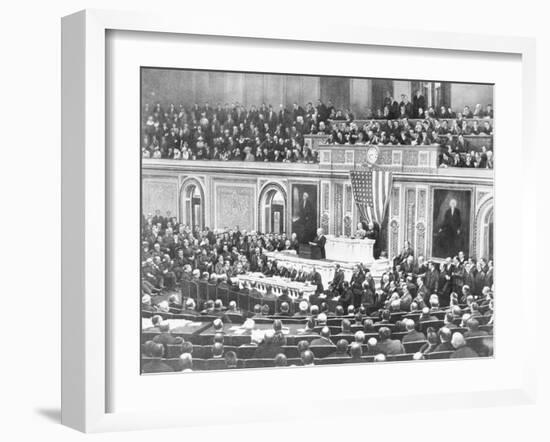 Woodrow Wilson Addressing Congress-null-Framed Giclee Print