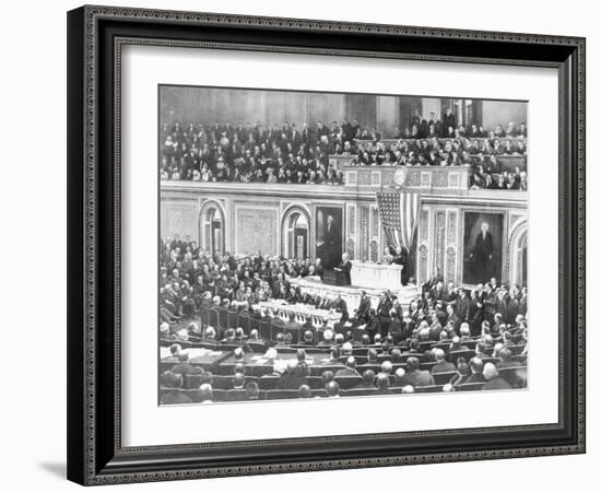 Woodrow Wilson Addressing Congress-null-Framed Giclee Print