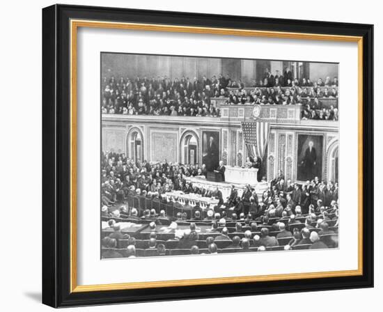 Woodrow Wilson Addressing Congress-null-Framed Giclee Print