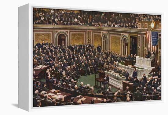 Woodrow Wilson Speaking to Congress in July Nineteen Eighteen-null-Framed Premier Image Canvas