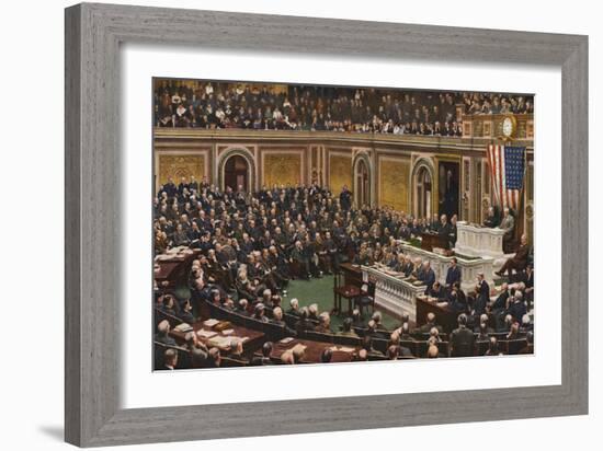 Woodrow Wilson Speaking to Congress in July Nineteen Eighteen-null-Framed Giclee Print