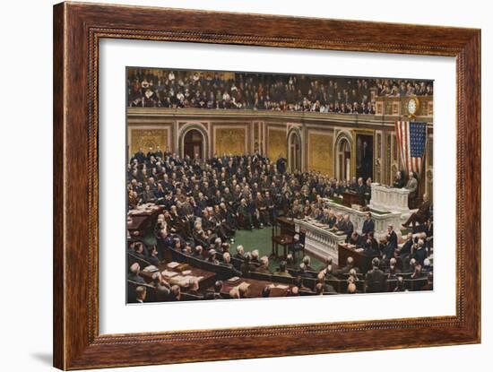 Woodrow Wilson Speaking to Congress in July Nineteen Eighteen-null-Framed Giclee Print