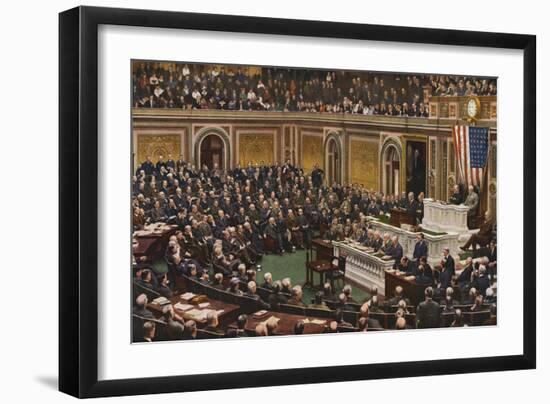 Woodrow Wilson Speaking to Congress in July Nineteen Eighteen-null-Framed Giclee Print