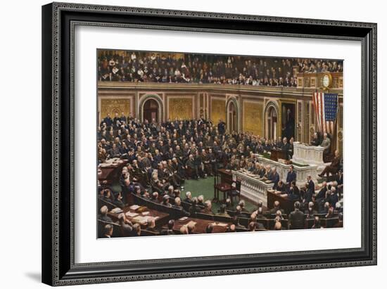 Woodrow Wilson Speaking to Congress in July Nineteen Eighteen-null-Framed Giclee Print