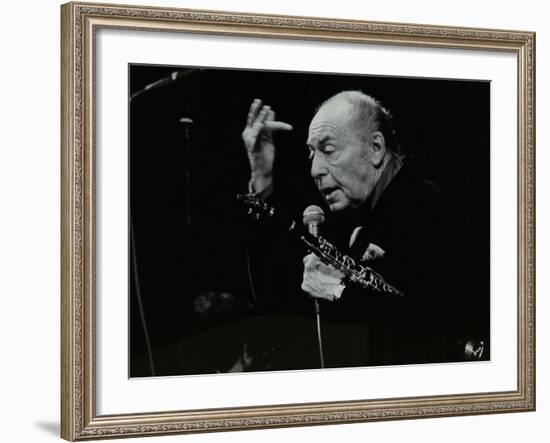 Woody Herman on Stage at the Forum Theatre, Hatfield, Hertfordshire, 24 May 1983-Denis Williams-Framed Photographic Print