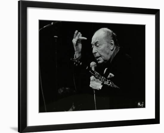 Woody Herman on Stage at the Forum Theatre, Hatfield, Hertfordshire, 24 May 1983-Denis Williams-Framed Photographic Print