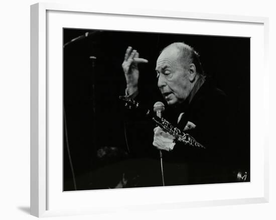 Woody Herman on Stage at the Forum Theatre, Hatfield, Hertfordshire, 24 May 1983-Denis Williams-Framed Photographic Print