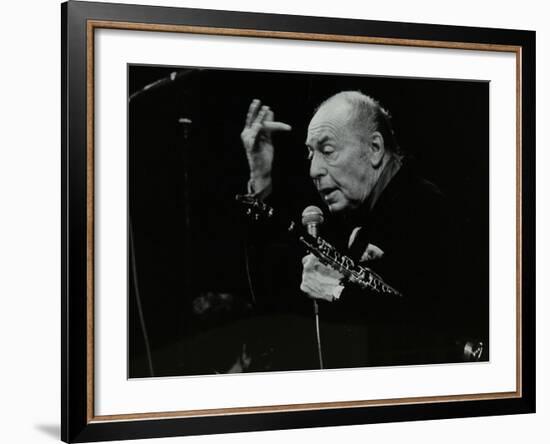 Woody Herman on Stage at the Forum Theatre, Hatfield, Hertfordshire, 24 May 1983-Denis Williams-Framed Photographic Print