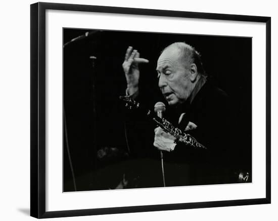 Woody Herman on Stage at the Forum Theatre, Hatfield, Hertfordshire, 24 May 1983-Denis Williams-Framed Photographic Print