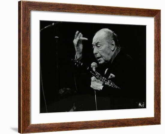 Woody Herman on Stage at the Forum Theatre, Hatfield, Hertfordshire, 24 May 1983-Denis Williams-Framed Photographic Print